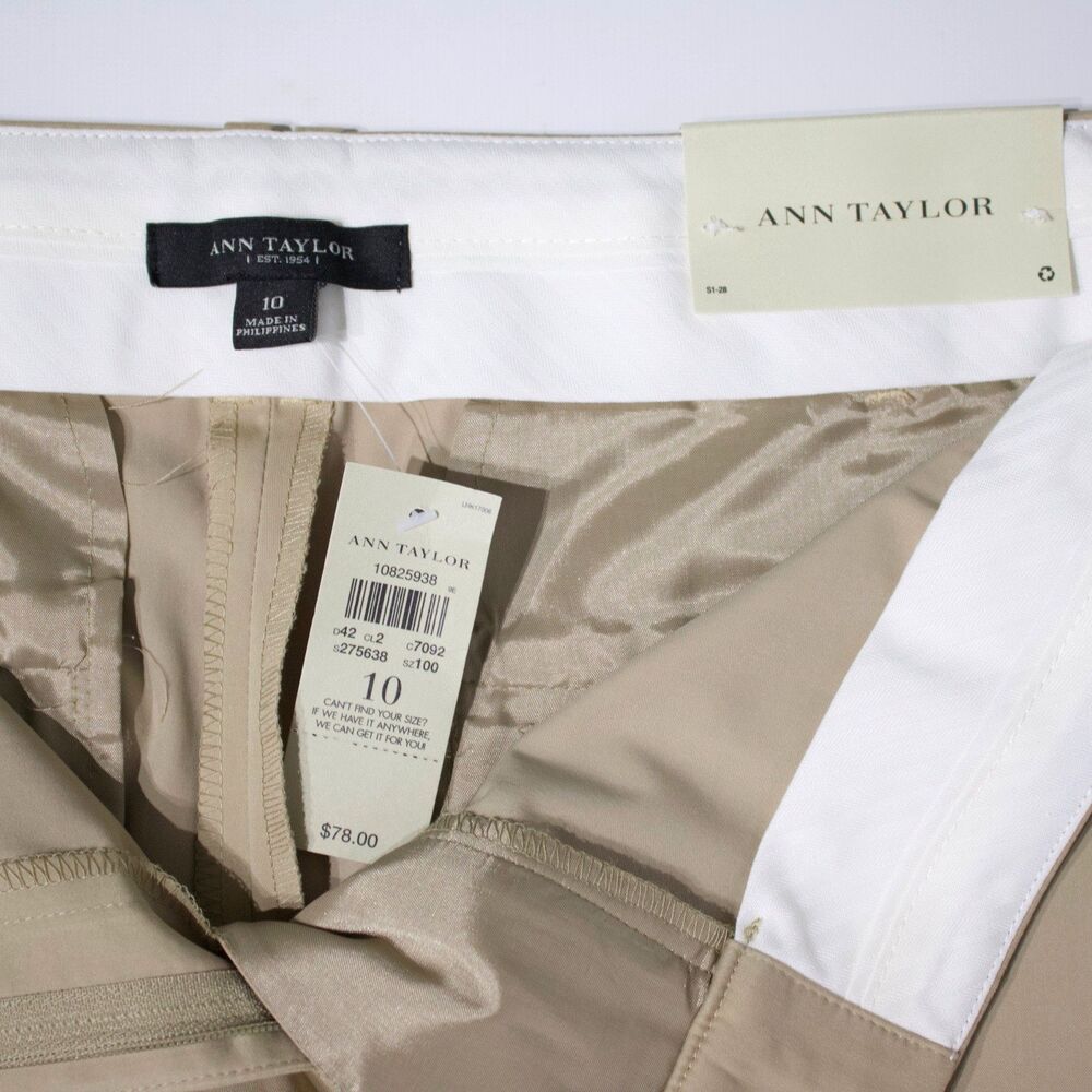 NWT Ann Taylor Curvy Fit Cropped Pants Light Beige Stretch Women Size 10 (A6) - Picture 7 of 14